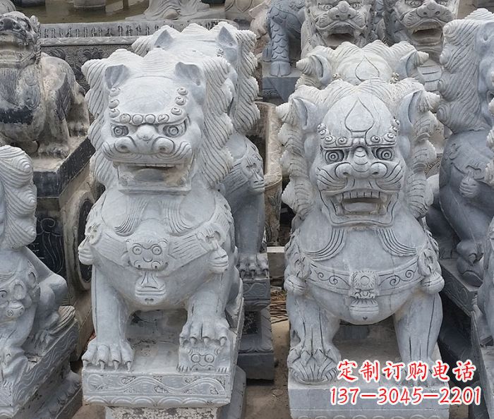 信阳寺庙青石狮子石雕