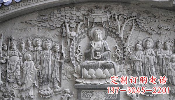 信阳寺庙墙壁石浮雕佛像
