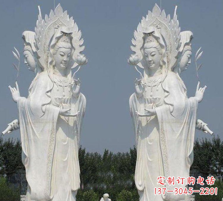 信阳寺庙三面观音菩萨雕塑