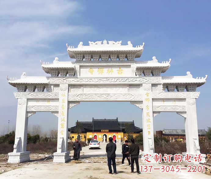 信阳寺庙三门五楼石牌坊石雕_2