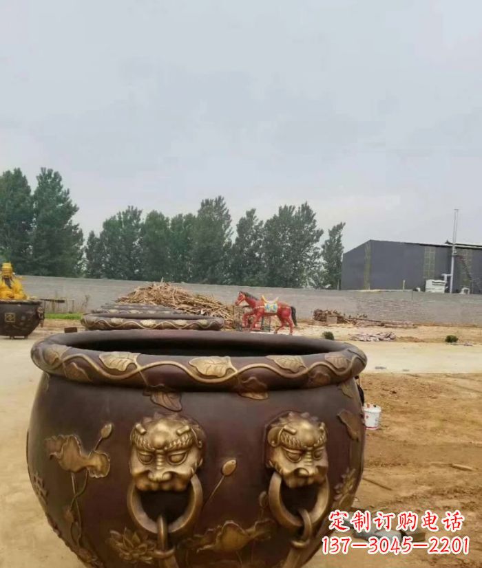 信阳寺庙水缸铜雕 (4)