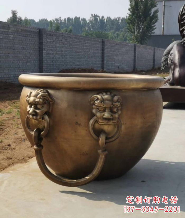信阳寺庙铜雕水缸