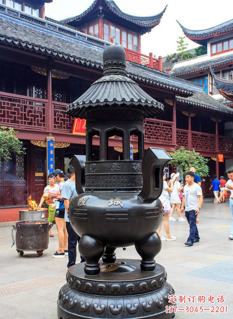 信阳寺庙铜香炉铜雕 (2)