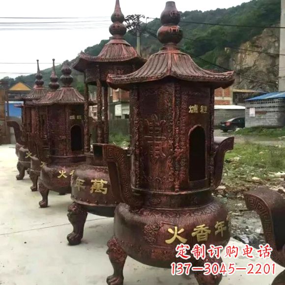 信阳寺庙铜香炉雕塑