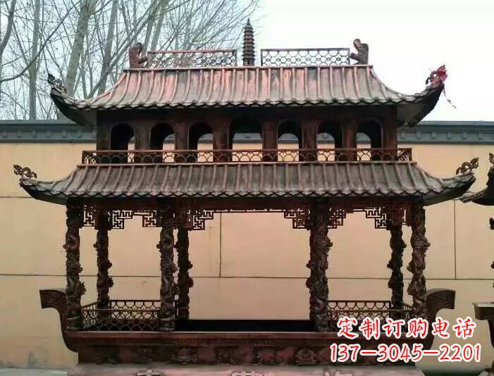 信阳寺庙香炉铜雕 (3)
