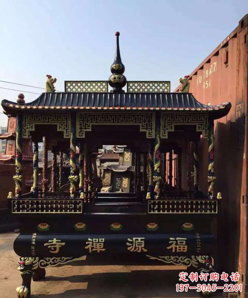 信阳寺庙香炉铜雕 (2)