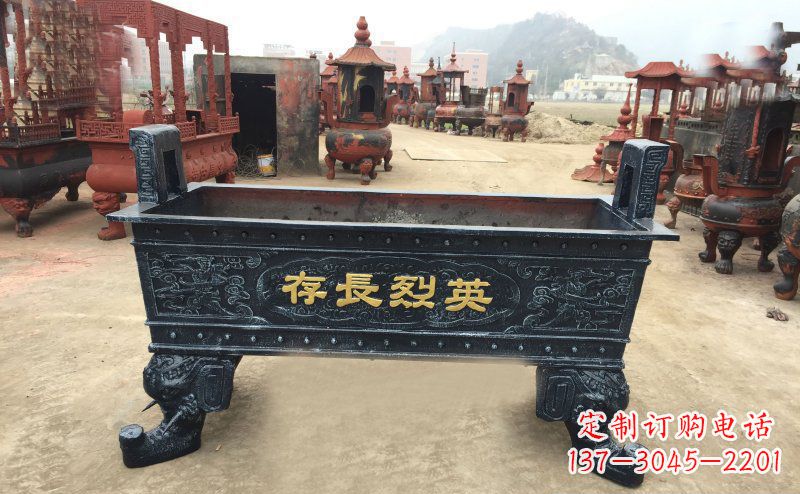 信阳寺庙香炉铜雕 (4)