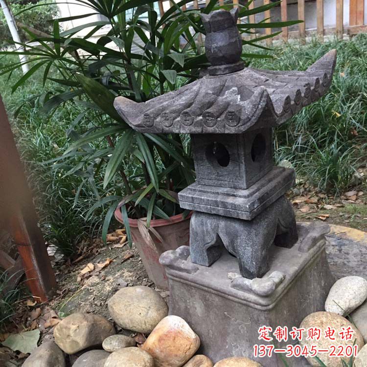 信阳寺庙园林青石做旧仿古石灯