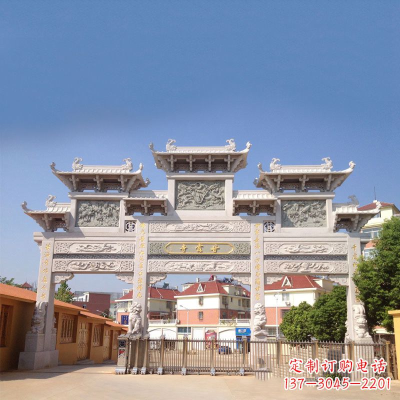 信阳寺院大门石雕牌楼