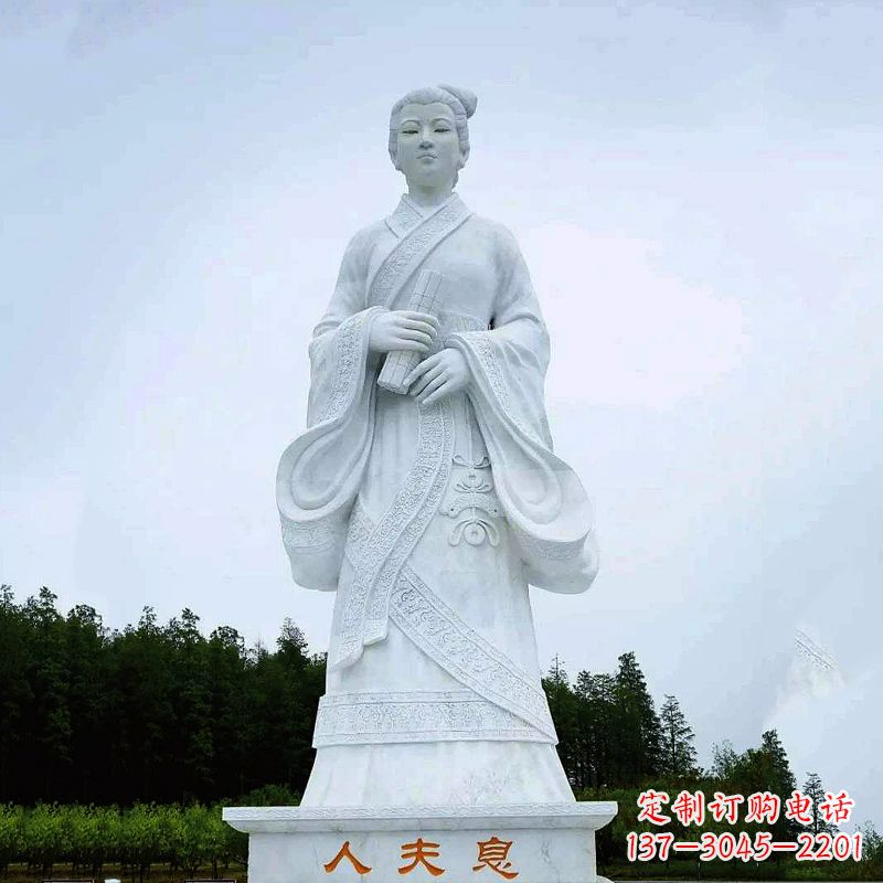 信阳桃花夫人息妫汉白玉雕塑-景区园林历史名人古代著名美女雕像