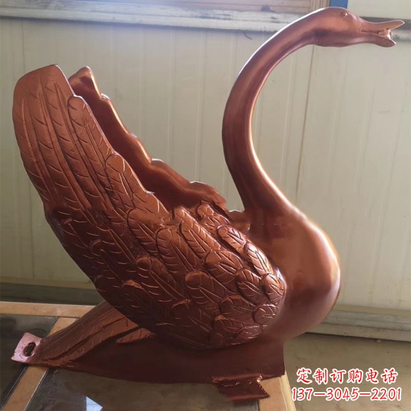 信阳天鹅铜雕塑,喷泉吐水天鹅装饰摆件
