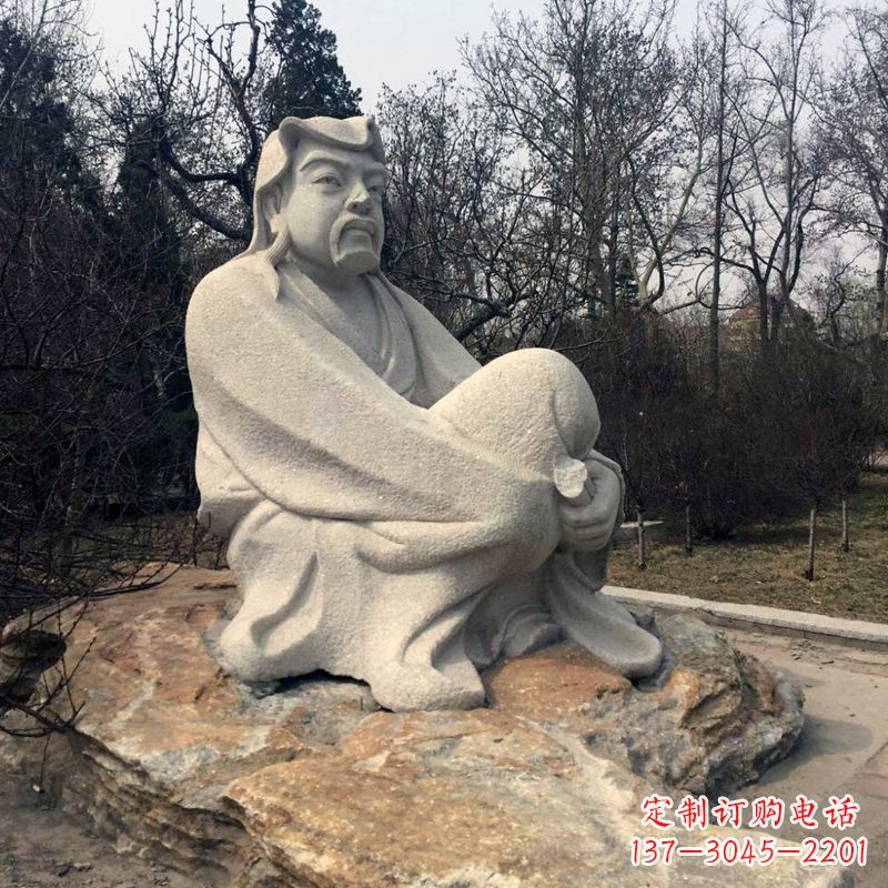 信阳田园诗派鼻祖陶渊明公园园林石雕坐像