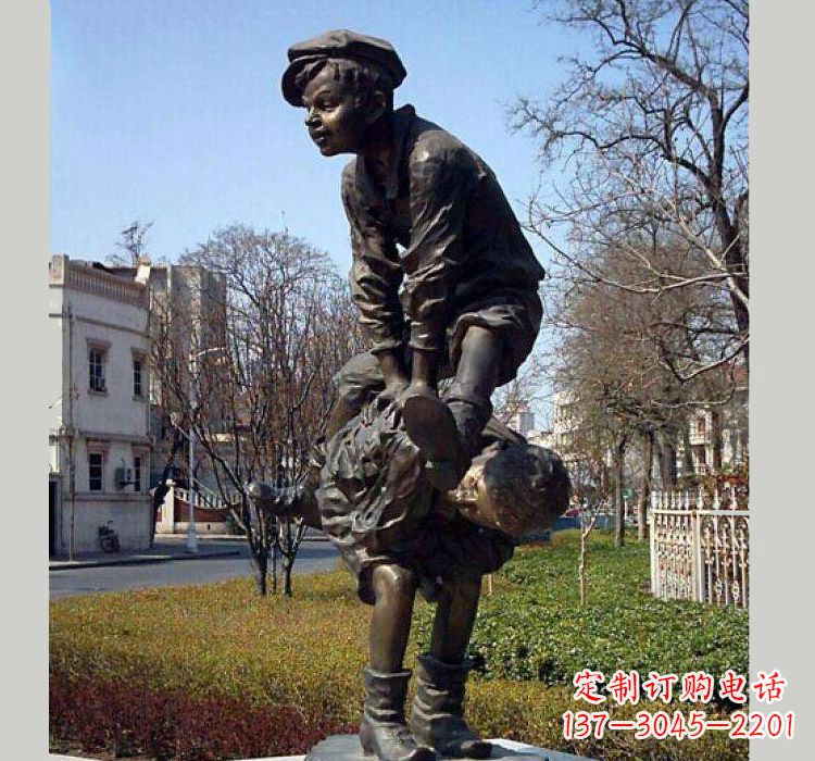 信阳跳山羊人物铜雕
