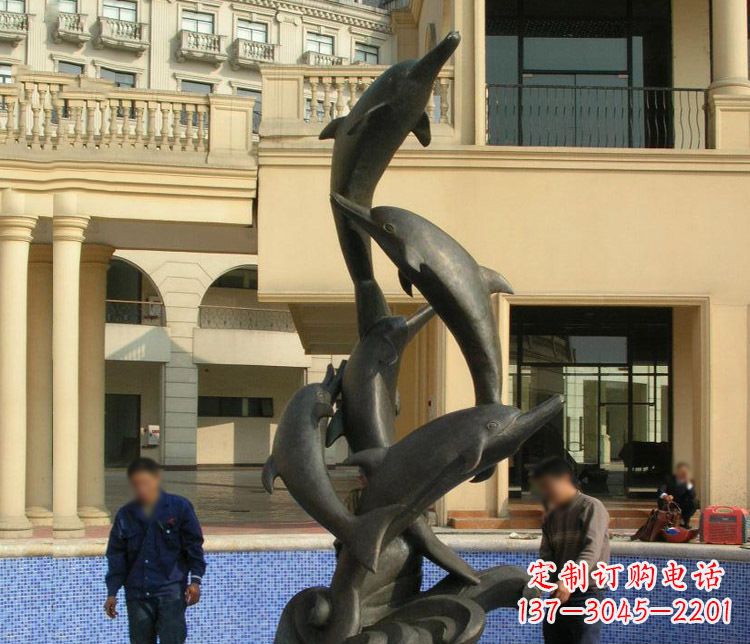 信阳跳跃海豚景观铜雕