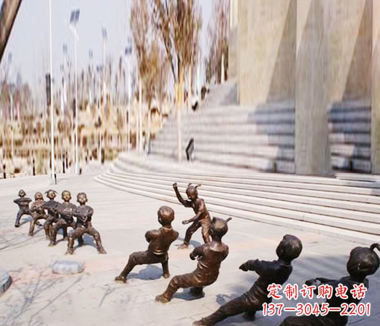 信阳铜雕拔河儿童游戏雕塑