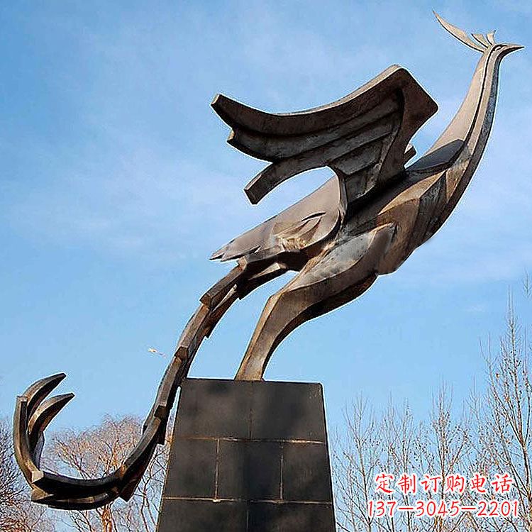 信阳铜雕百鸟之王凤凰景观雕塑