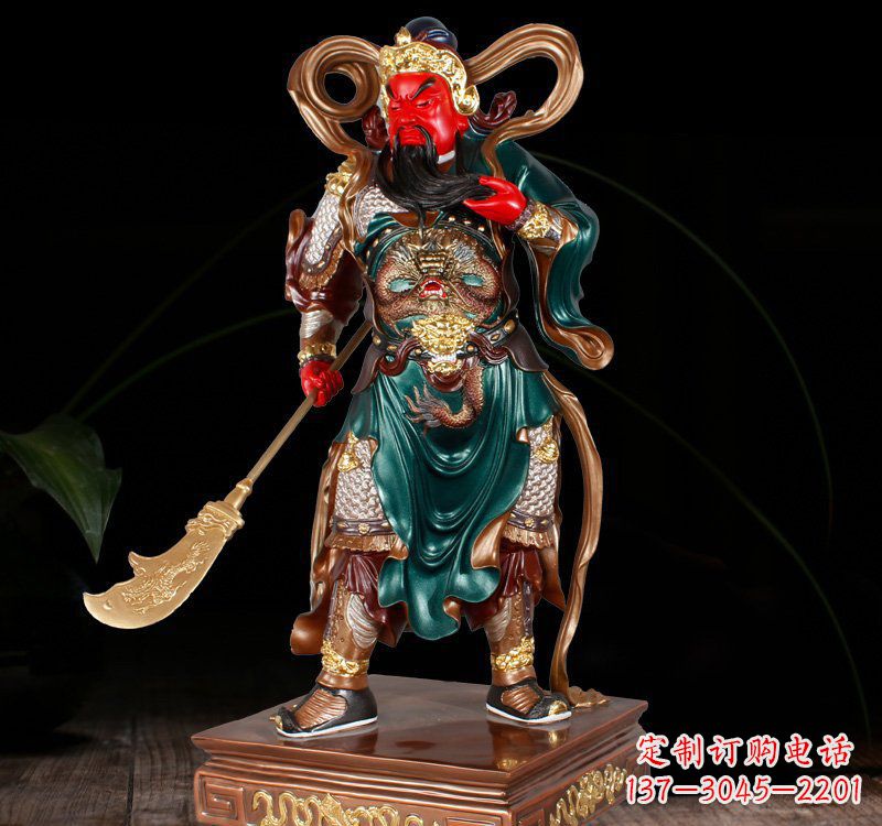 信阳铜雕彩绘关公