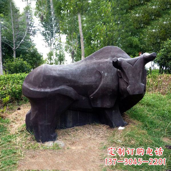 信阳铜雕抽象牛-公园草坪水牛雕塑