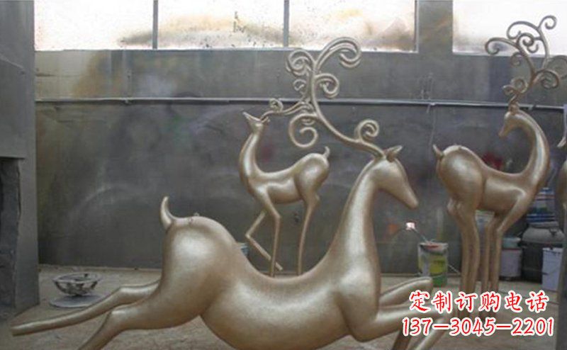信阳铜雕抽象树枝梅花鹿雕塑