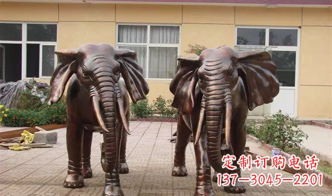 信阳铜雕大象公司门口动物雕塑