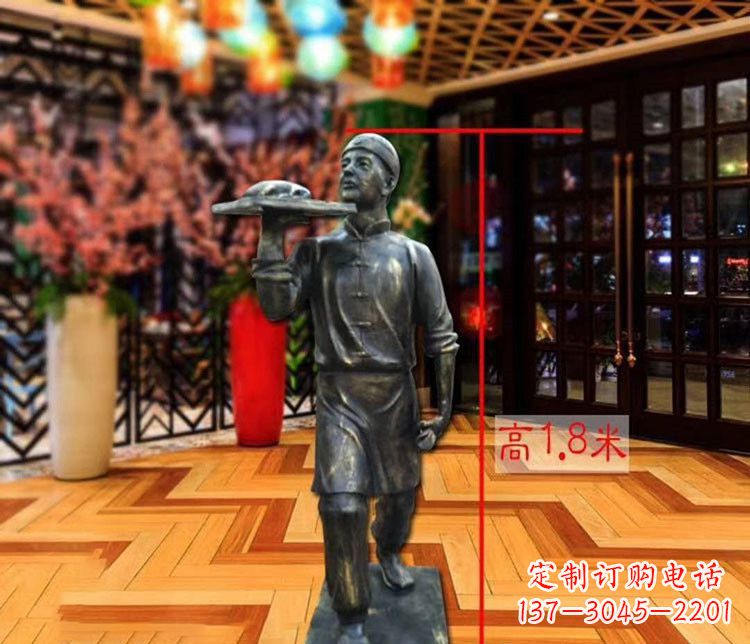 信阳铜雕店小二人物雕塑 (2)