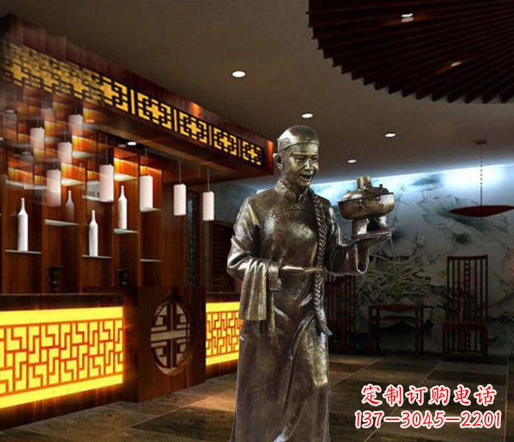 信阳铜雕店小二小品人物雕塑