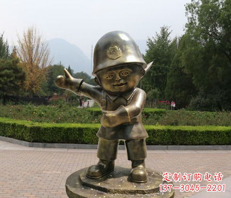 信阳铜雕儿童交通警察