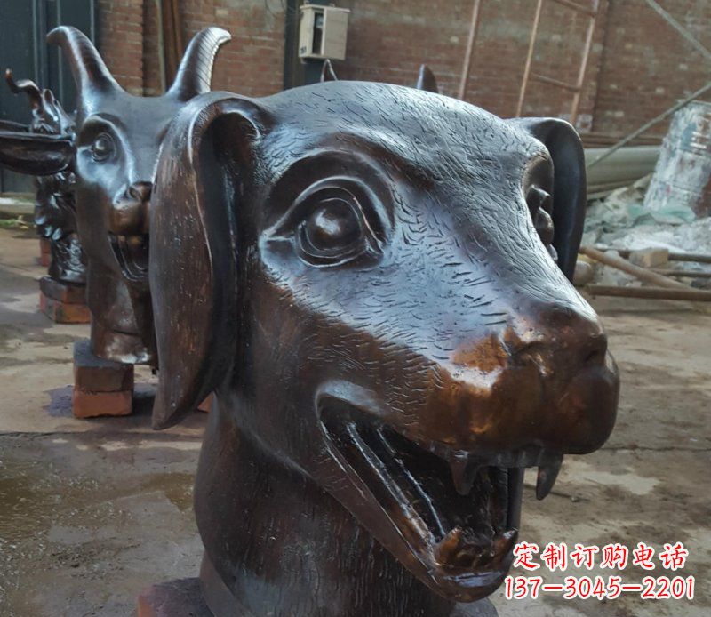 信阳铜雕广场生肖动物头像装饰摆件