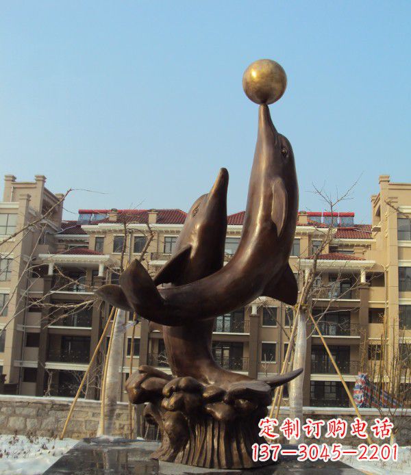 信阳铜雕海豚雕塑 (2)
