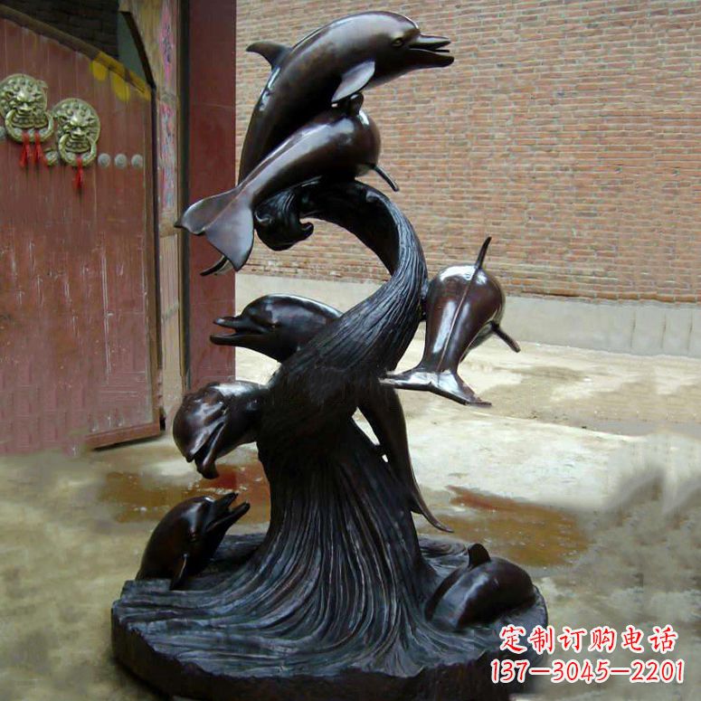 信阳铜雕海豚景观雕塑