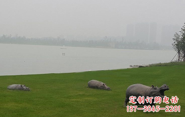 信阳铜雕河马公园动物雕塑