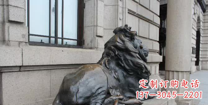 信阳铜雕汇丰卧姿狮子