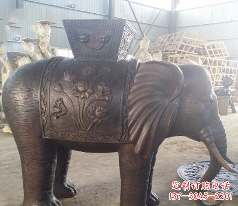 信阳铜雕吉祥大象园林动物摆件