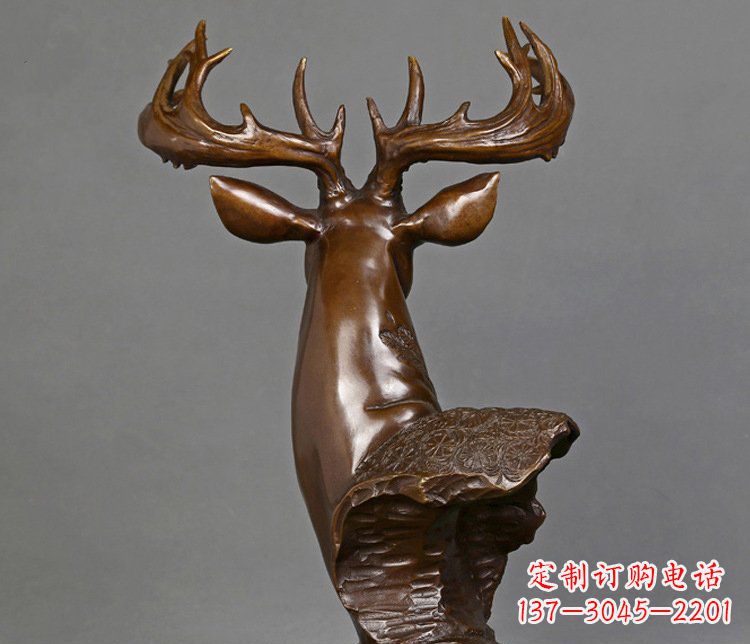信阳铜雕吉祥招财鹿头雕塑摆件