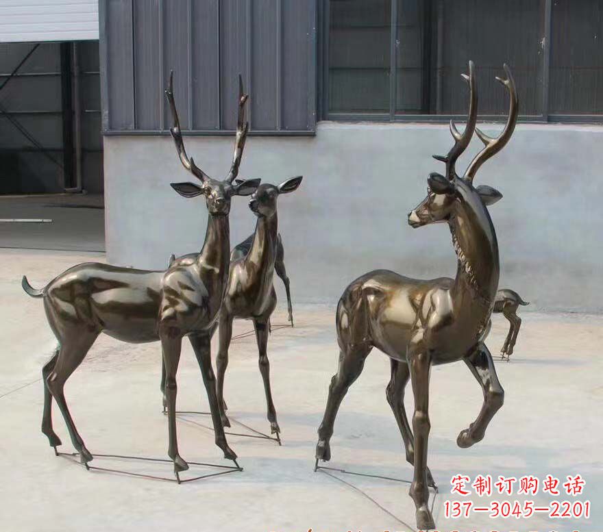 信阳铜雕鹿群雕塑