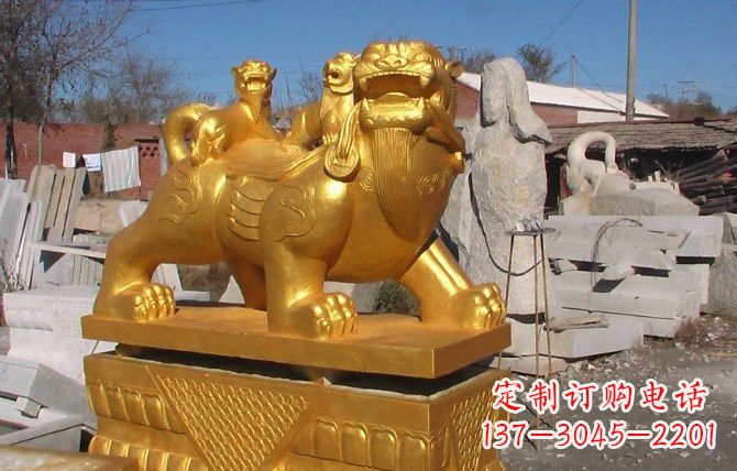 信阳铜雕母子貔貅
