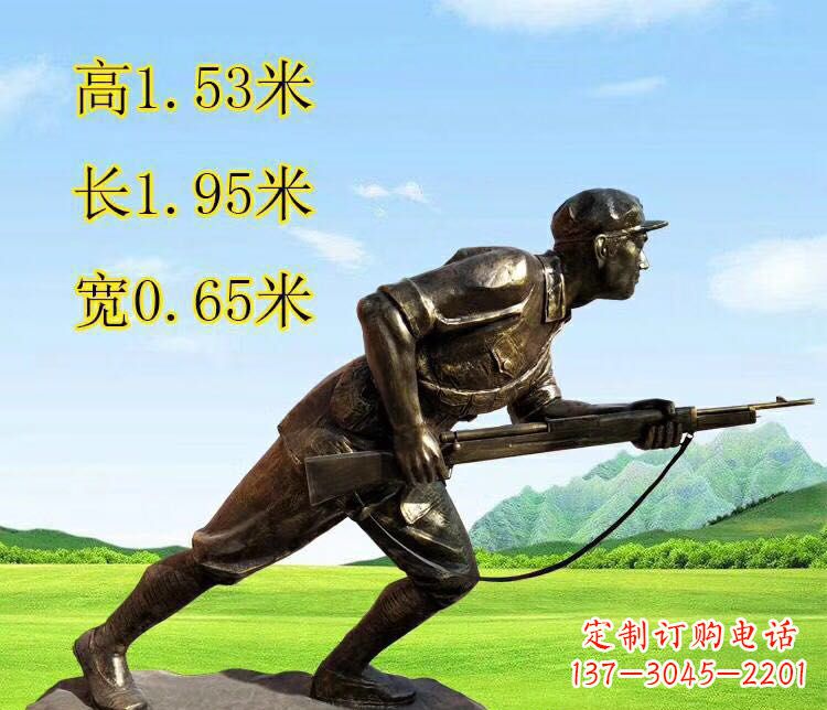 信阳铜雕拿枪战士雕塑