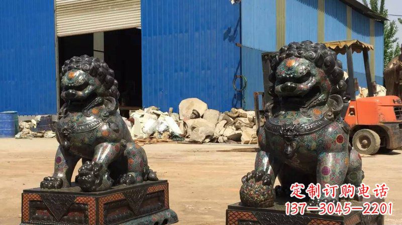 信阳铜雕企业招财狮子雕塑摆件