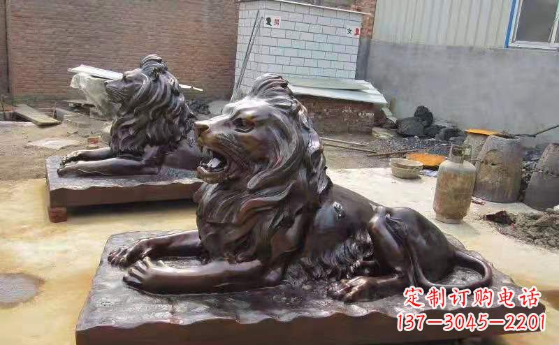 信阳铜雕狮子户外摆件镇宅动物雕塑