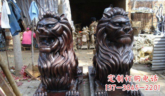 信阳铜雕狮子公司门口雕塑 (2)