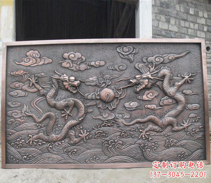 信阳铜雕双龙壁画景观摆件