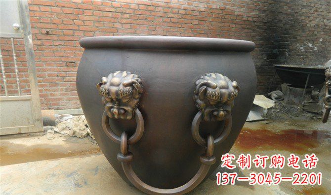 信阳铜雕水缸寺庙景观雕塑_2