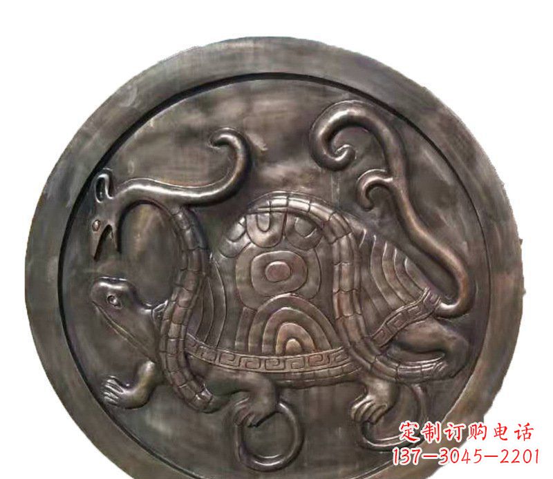 信阳铜雕乌龟与蛇壁画摆件