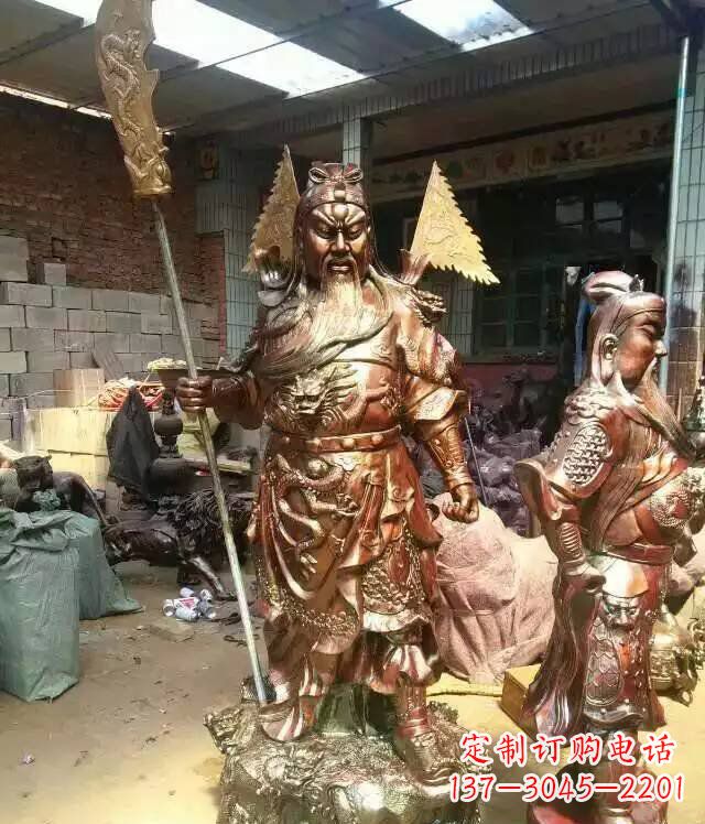 信阳铜雕武财神持刀关公雕塑