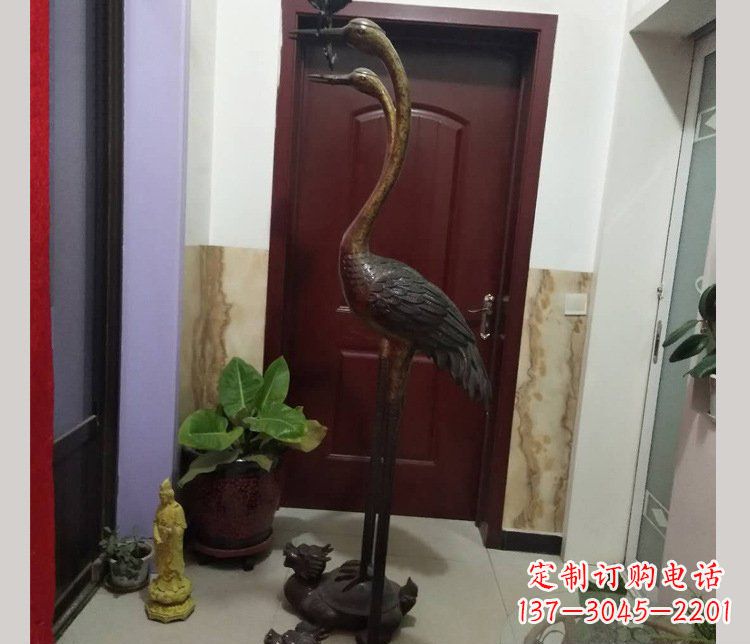 信阳铜雕仙鹤踩龟雕塑摆件 (2)