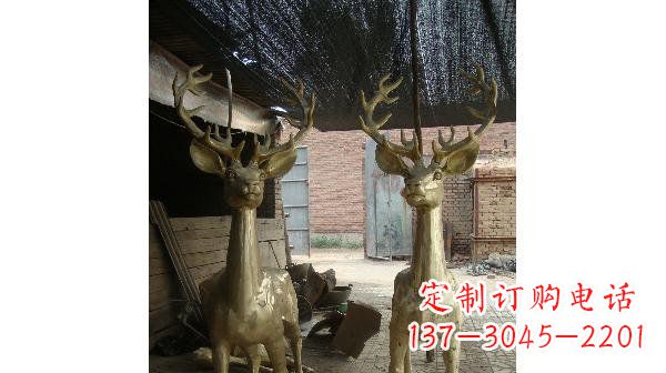 信阳铜雕小鹿公园动物雕塑 (2)
