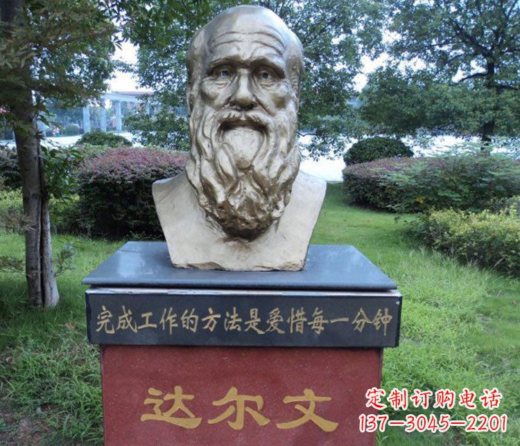 信阳铜雕校园达尔文肖像雕塑