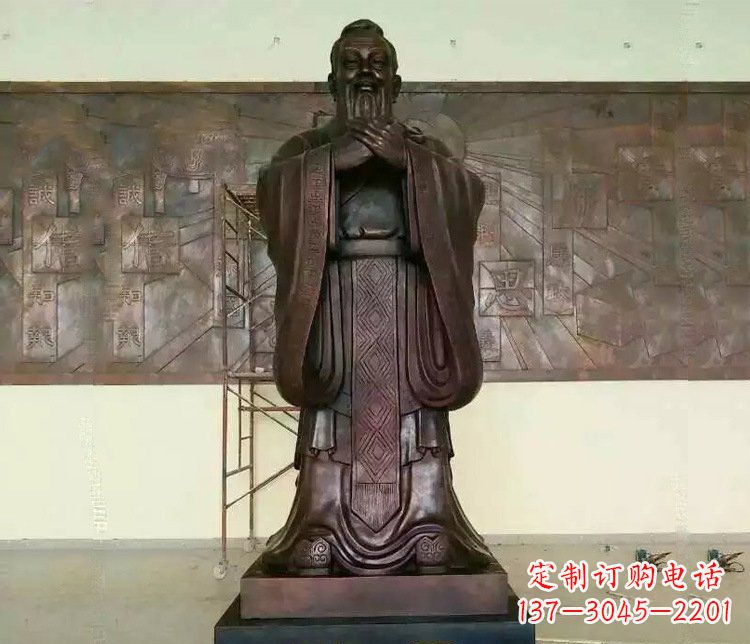 信阳铜雕校园孔子文化雕塑摆件 (2)