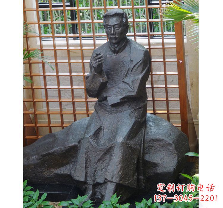 信阳铜雕校园名人鲁迅