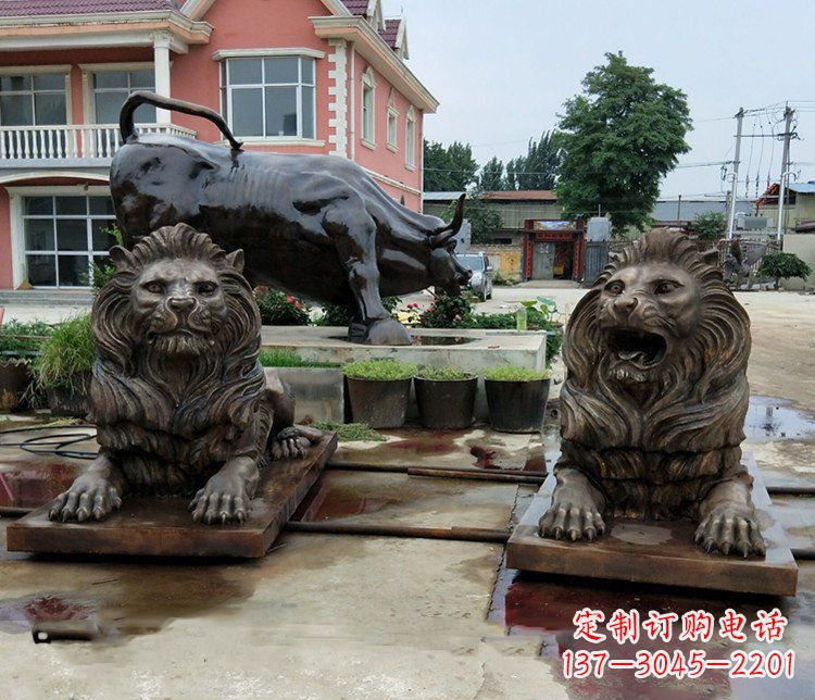 信阳铜雕银行门口狮子雕塑摆件